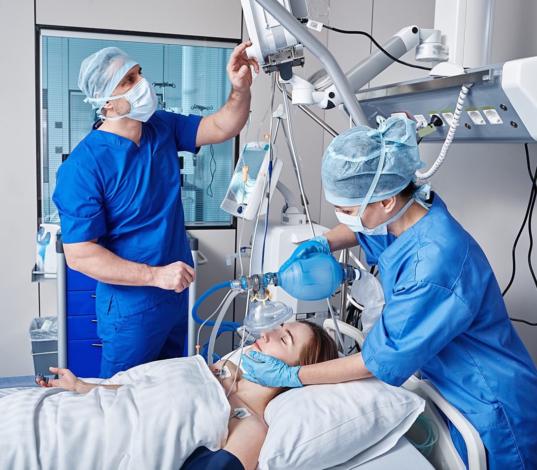 Medical team performing life-saving procedure