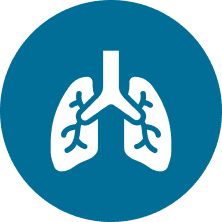 Medical lungs illustration in blue circle